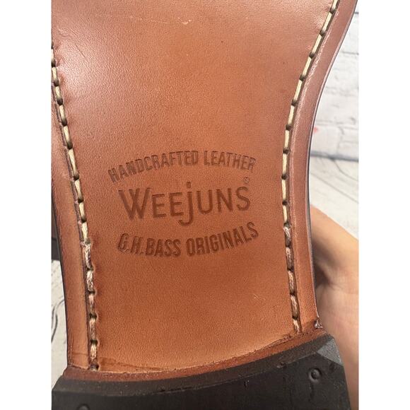 GH Bass Weejuns Penny Loafers Mens 11.5 Leavitt Flat Strap Brown Leather NEW - Picture 4 of 9